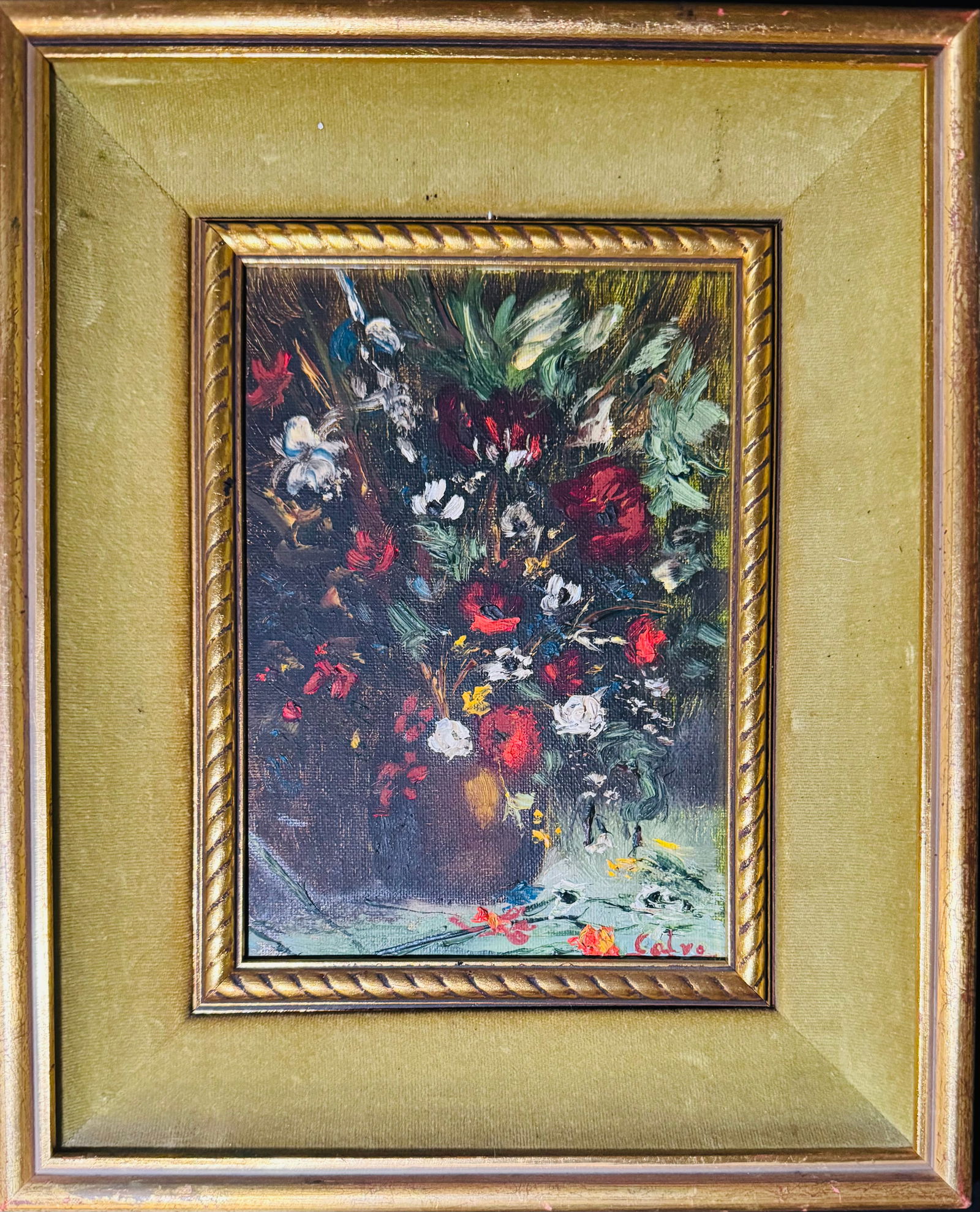 Maria del Carmen Calvo Oil Painting: Attributed to Maria del Carmen Calvo Painting Size: 5 x 7 inches. Frame: 10 x 12". Provenance: Private Collection Torrance