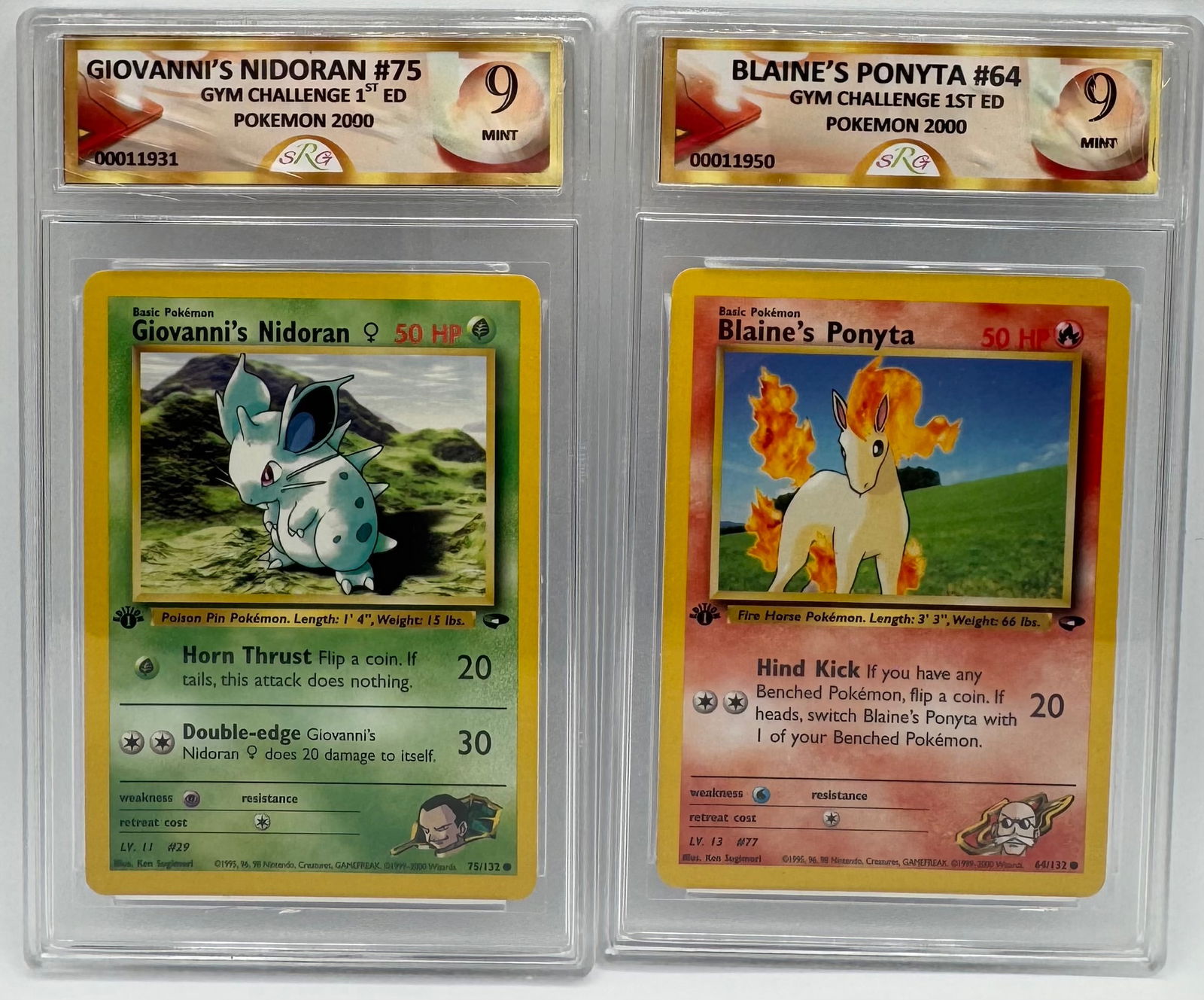 1999 Nidoran And Ponyta 1st Edition Pokemon Cards (1 of 2)