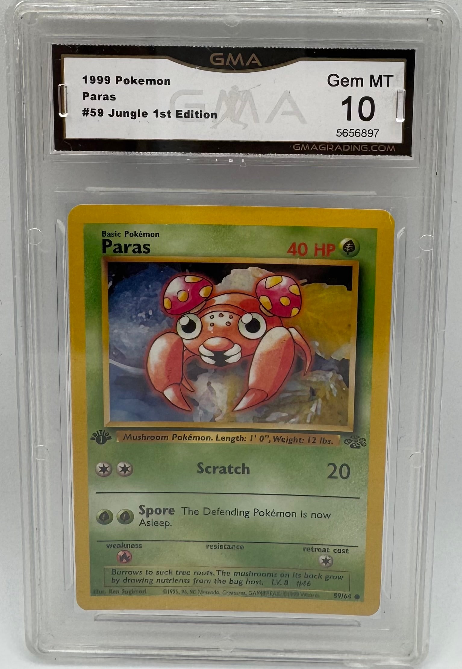 1999 Paras First Edition Pokemon: 1999 Paras First Edition Pokemon Card GMA Mint 10 1st edition