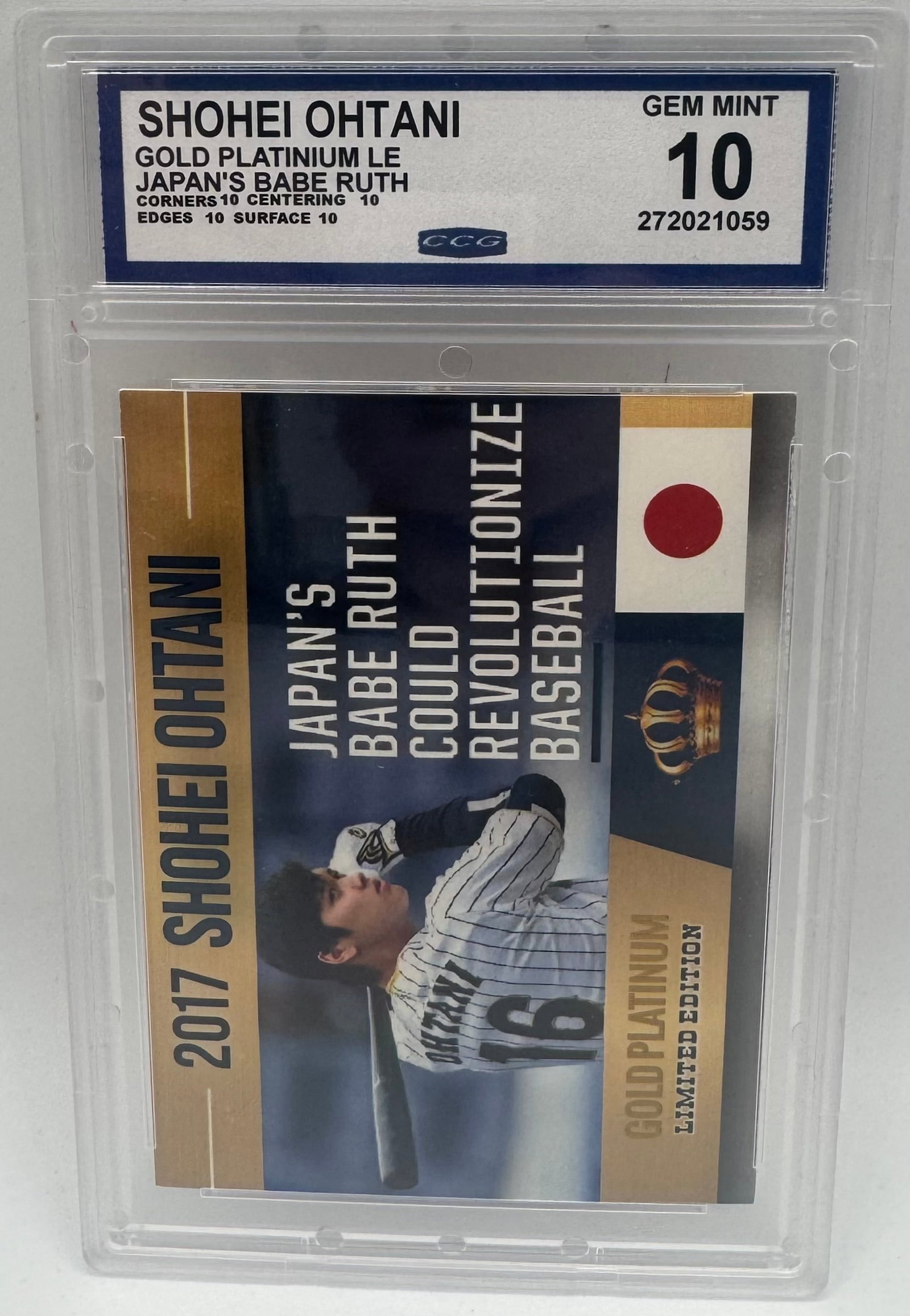 Shohei Ohtani Gold Platinum Rookie: 2017 Shohei Ohtani Gold Platinum Rookie Mint 10