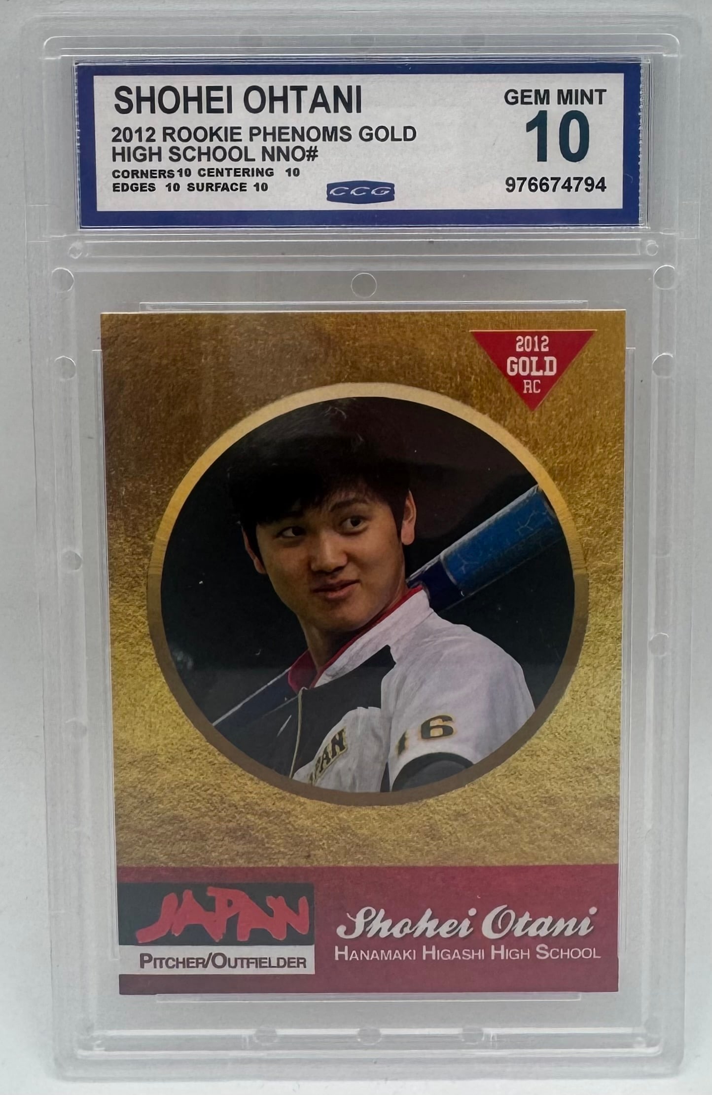 Shohei Ohtani High School Rookie: 2012 Phenoms Gold Shohei Ohtani Rookie Mint 10