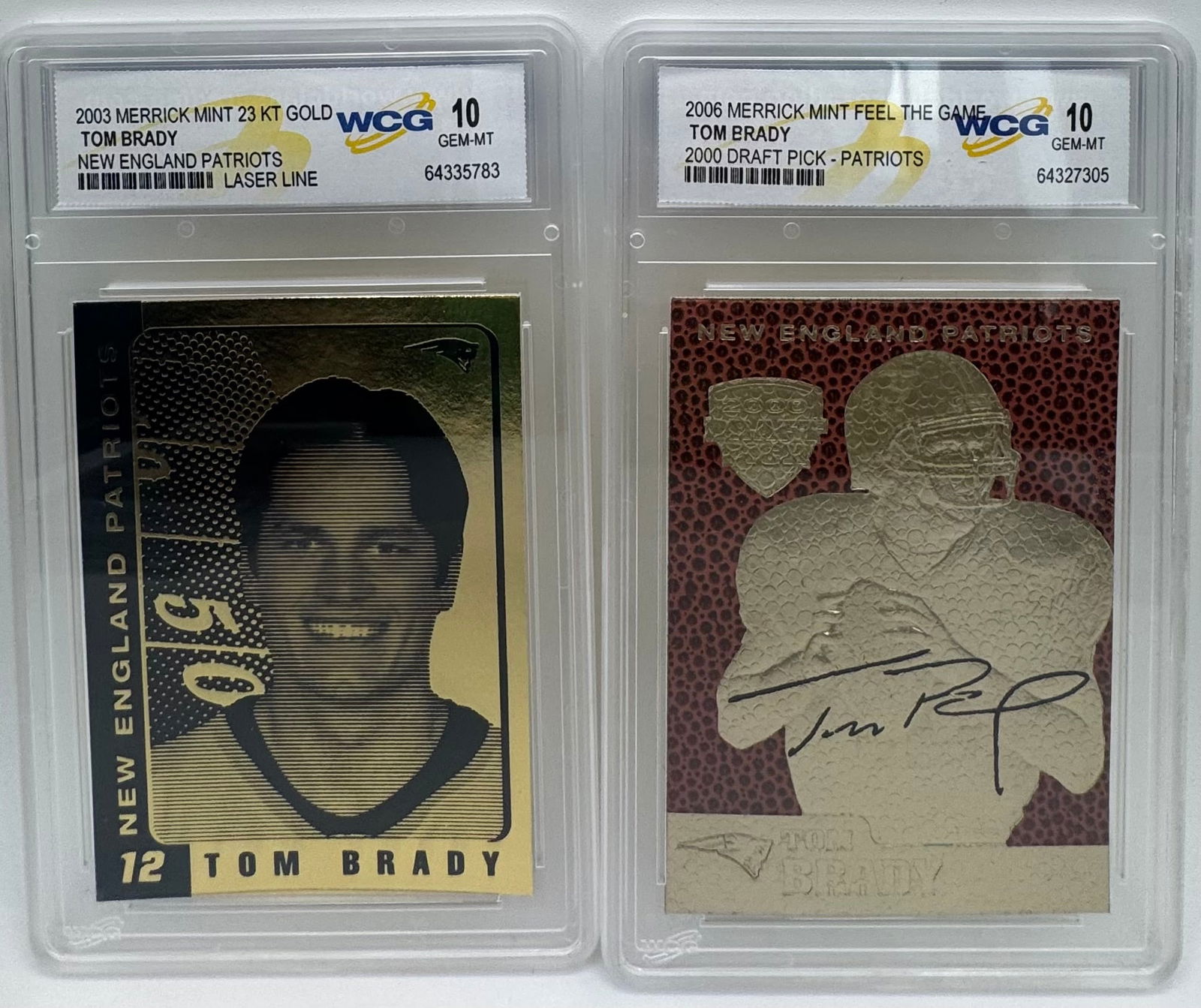 Tom Brady Draft Pick And Laser Line Cards (1 of 2)