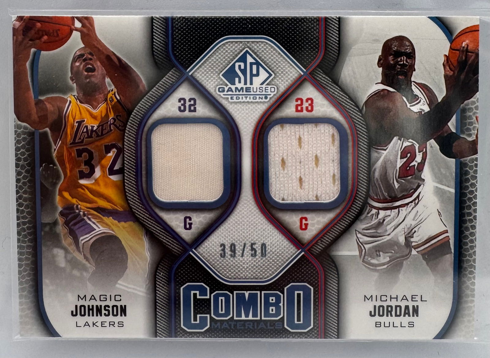 Michael Jordan & Magic Johnson Game Used Jersey Patch /50 (1 of 2)