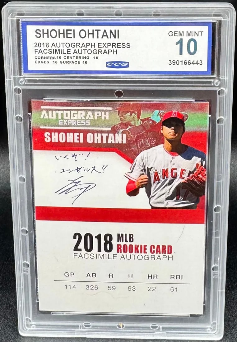 Shohei Ohtani Autograph Express: 2018 Shohei Ohtani Rookie autograph Express facsimile Card Mint 10
