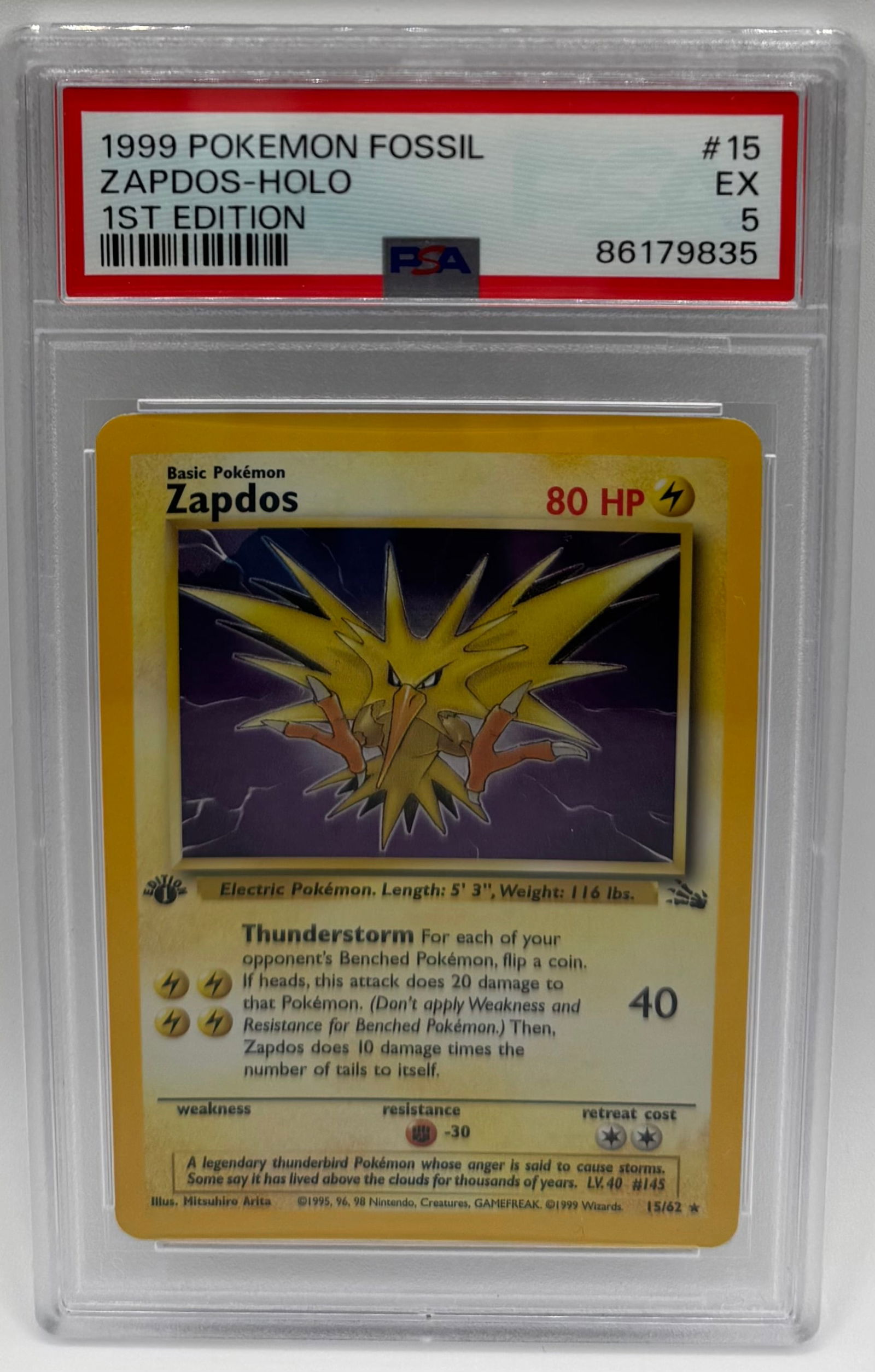 1999 Zapdos Holo 1st Edition Pokemon (1 of 2)