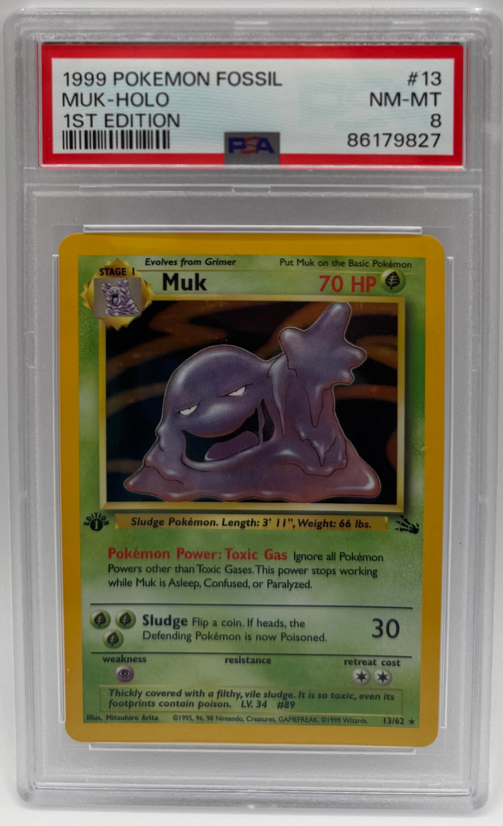 1999 Muk Holo 1st Edition Pokemon: 1999 Muk Holo 1st Edition Pokemon Trading Card PSA 8