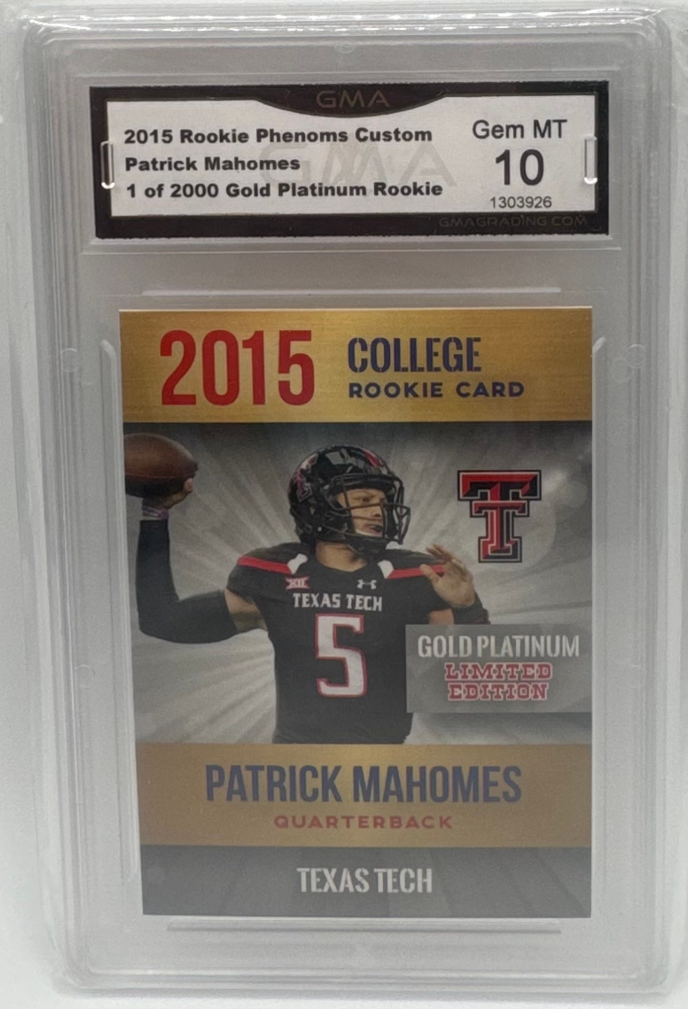 2015 Patrick Mahomes College Card: 2015 Patrick Mahomes phenoms Colege Football Card Mint 10
