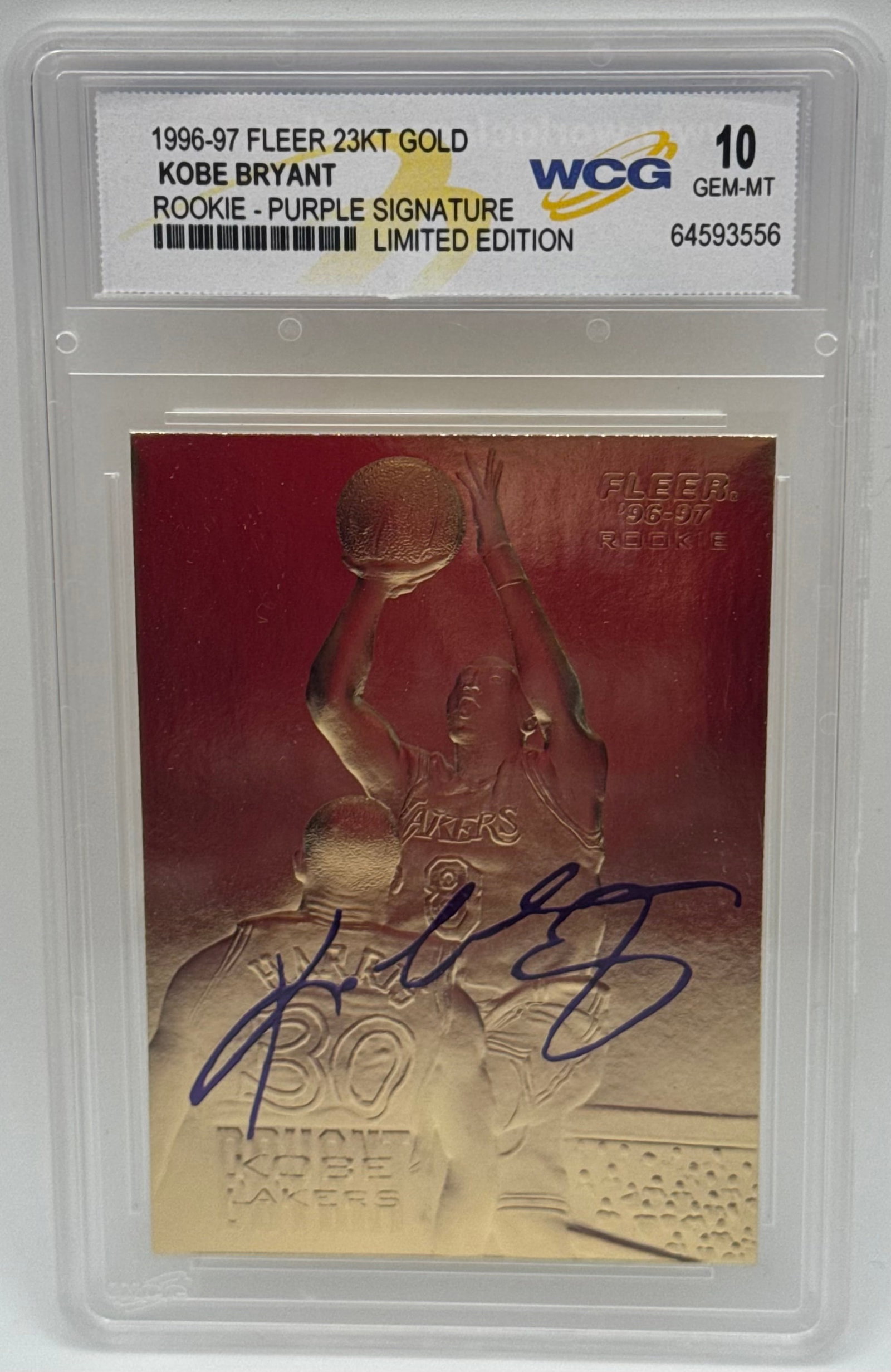 Kobe Bryant Rookie Purple Signature: 1996 Fleer Kobe Bryant Purple Signature Edition Rookie Basketball Card Mint 10