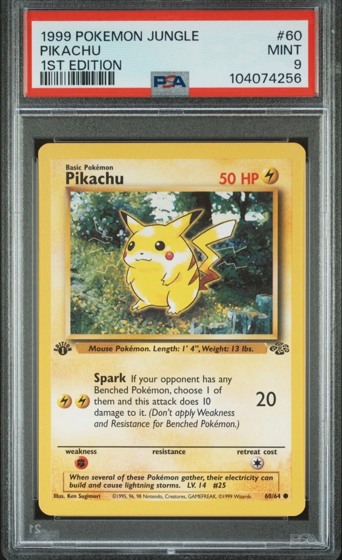 1999 Pikachu 1st Edition Pokemon Card: 1999 Pikachu 1st Edition PSA 9 Card