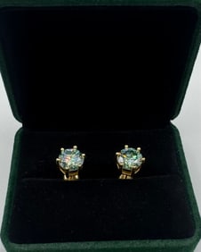 Yellow Gold Blue VVS Earrings