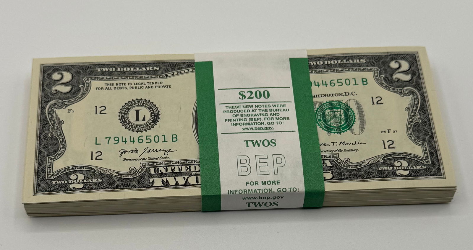 Two Dollar 100 Dollar Bills Consecutive Serial Number: Two Dollar 100 Dollar Bills Consecutive Serial Number. Face Value: $200