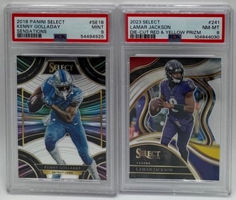 Lamar Jackson Die Cut Red Yellow & Kenny Gollday Cards