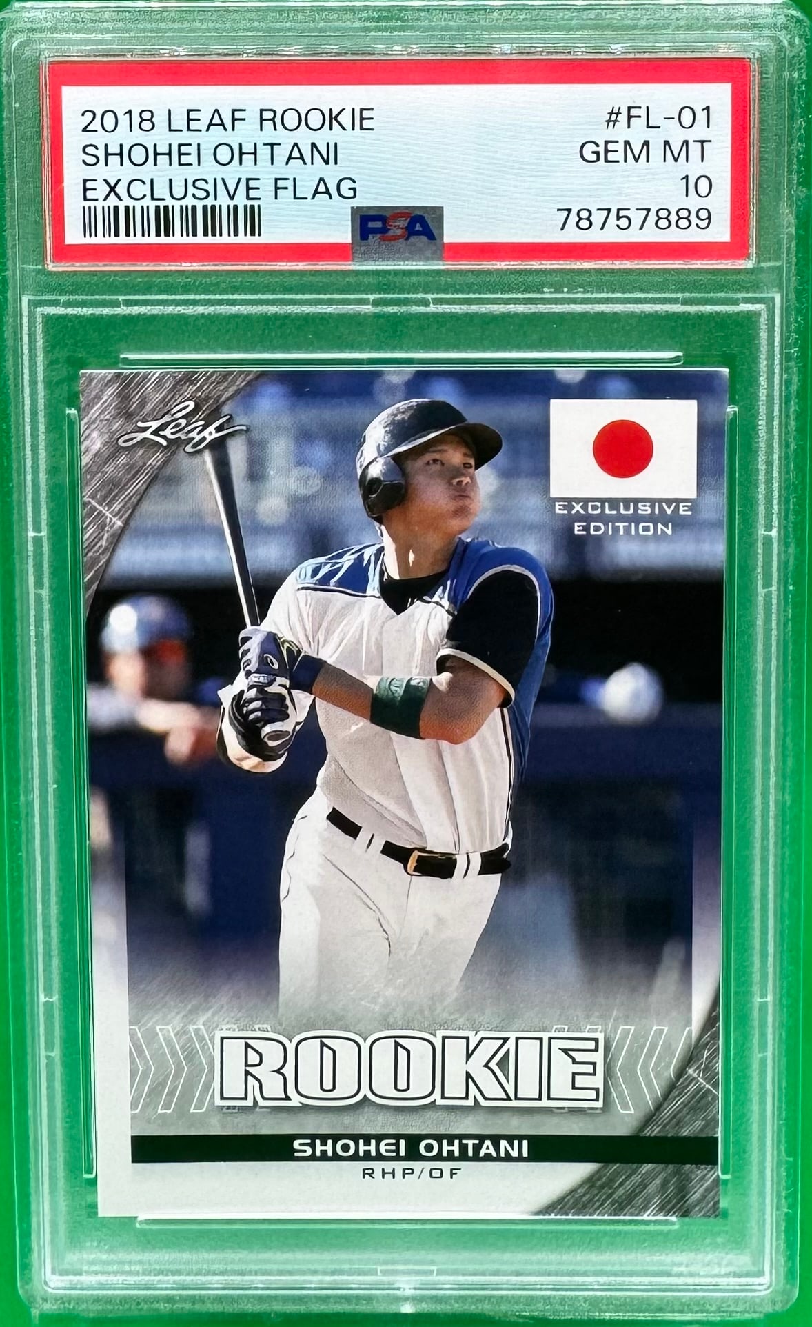 Shohei Ohtani Exclusive Flag Rookie: 2018 Shohei Ohtani Rookie Exclusive Flag PSA 10 Baseball Card