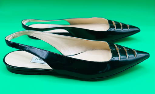 Jimmy Choo Shoes: Authentic Pre Owned Jimmy Choo London Shoes Black Leather . Made In Italy . Size: 37 1/2 US size : 7 