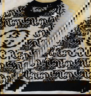 Gucci Sweater: Gucci Cotton Sweater . Pre owned: 24 inches from top to bottom . Shoulder size: 16 inches . Sleeve length 22 inches .