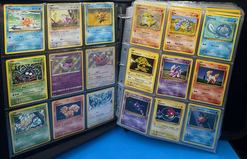 Pokemon Cards Binder: Binder with unsorted Pokemon trading cards with Pokemon cover binder