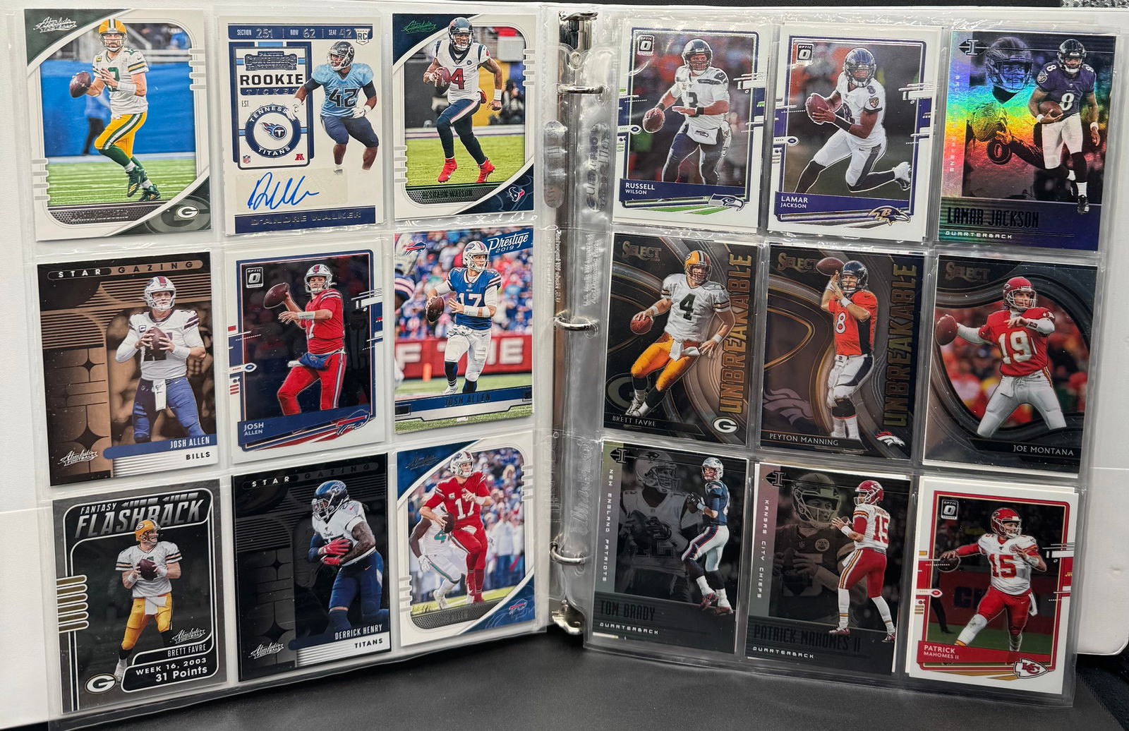 Patrick Mahomes, Josh Allen, Tom Brady Football Cards Binder (1 of 5)