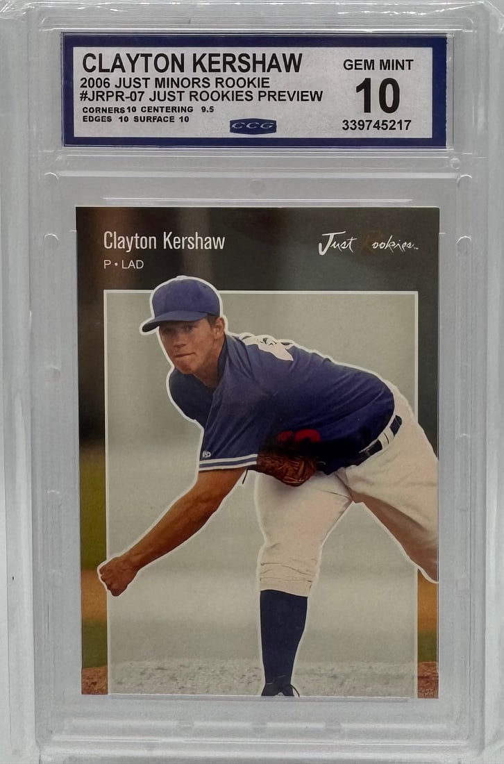 Clayton Kershaw Rookie: 2006 Clayton Kershaw Minors Rookie baseball card mint 10