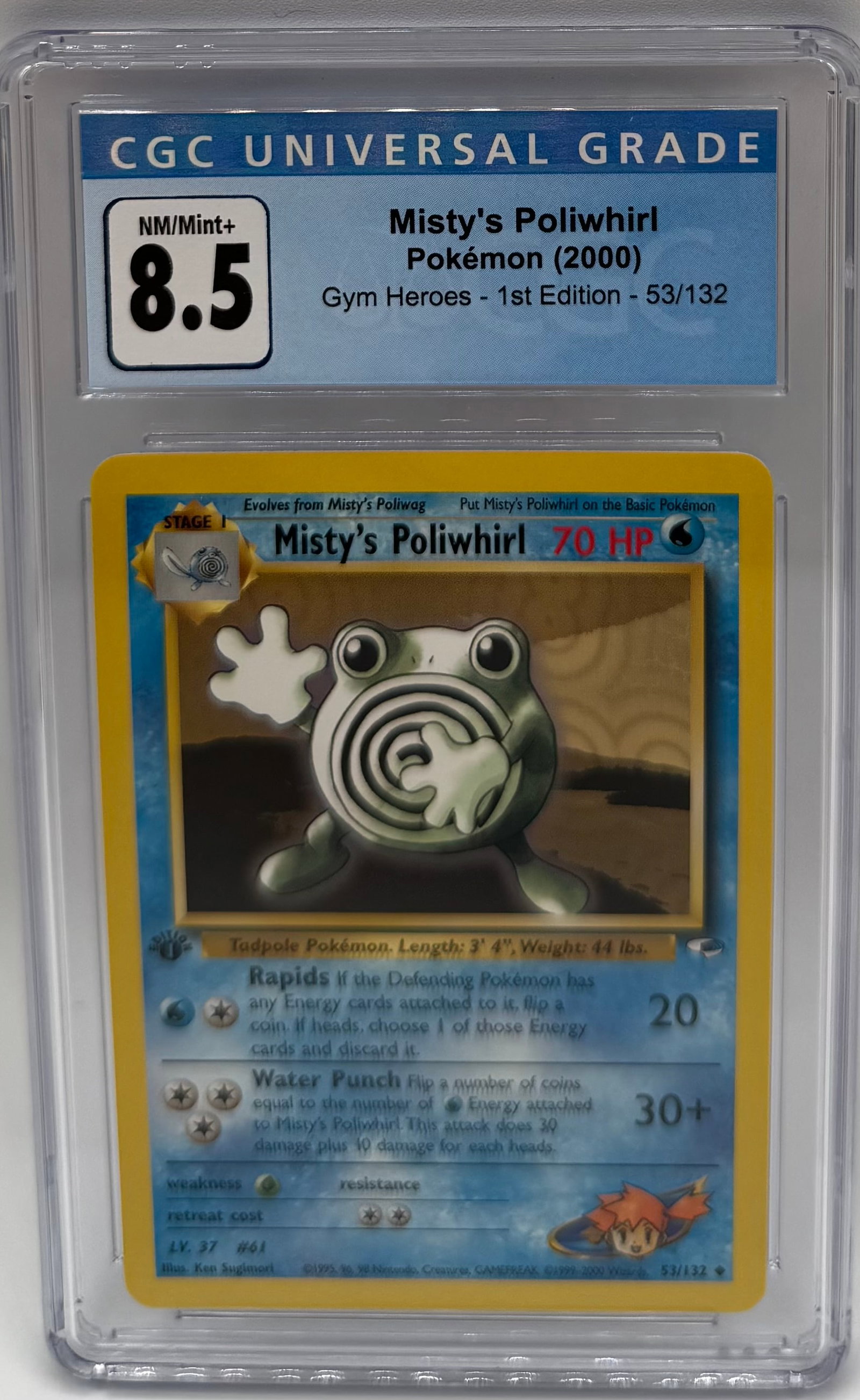 2000 Misty Poliwhirl Pokemon 1st edition: 2000 Misty Poliwhirl Pokemon 1st edition CGC 8.5