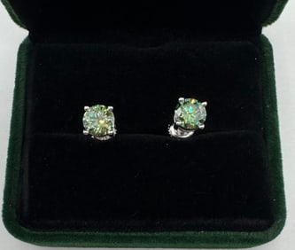 Green White Gold VVS Earrings