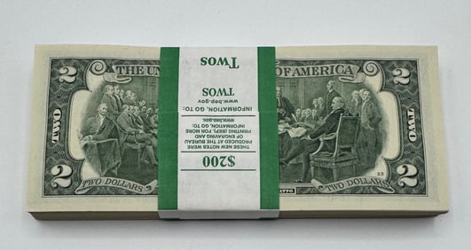 One Hundred Two Dollar Bills Bundle