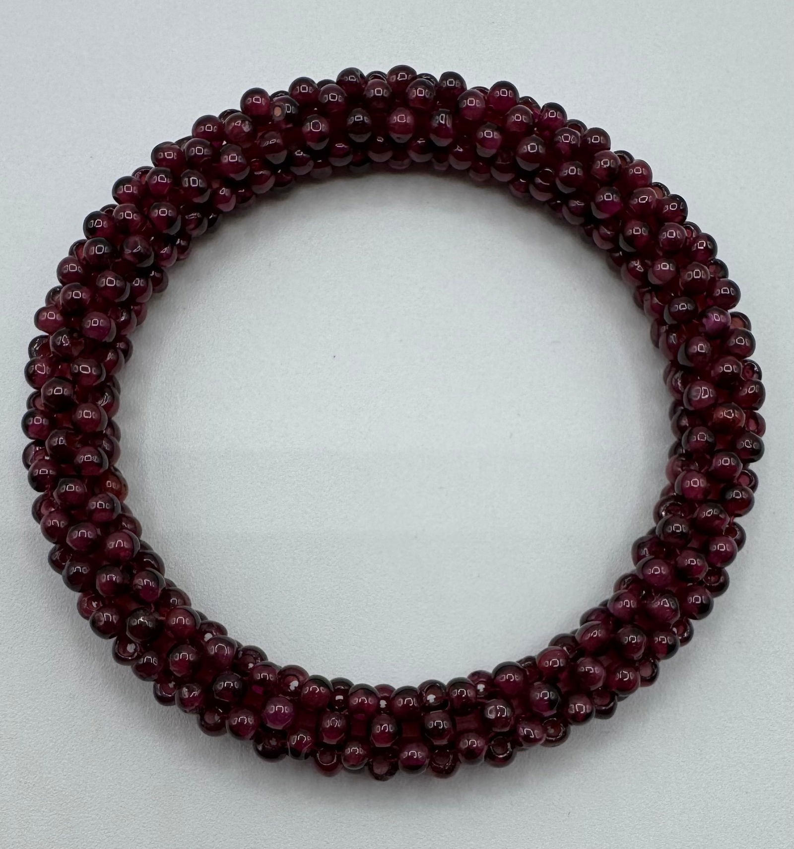 Vintage Garnet Stone Beaded Bangle Bracelet (1 of 2)