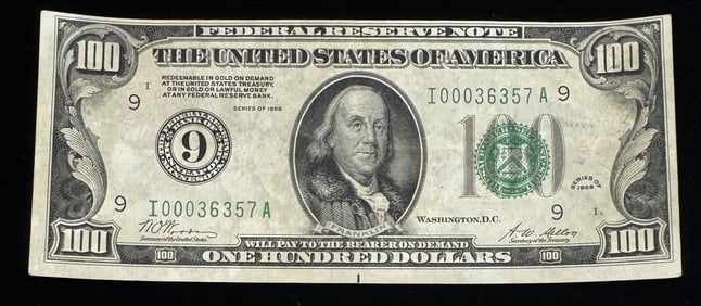 1928 $100 FRN MINNEAPOLIS, Low Serial # Redeemable In Gold