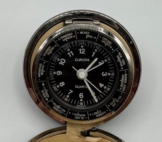 Vintage Europa Travel Alarm Clock Globe Map Compass