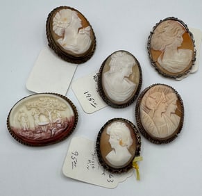 Antique Cameo Pins Lot