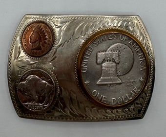 German Silver Buckle belt Coins Comstock Silversmiths