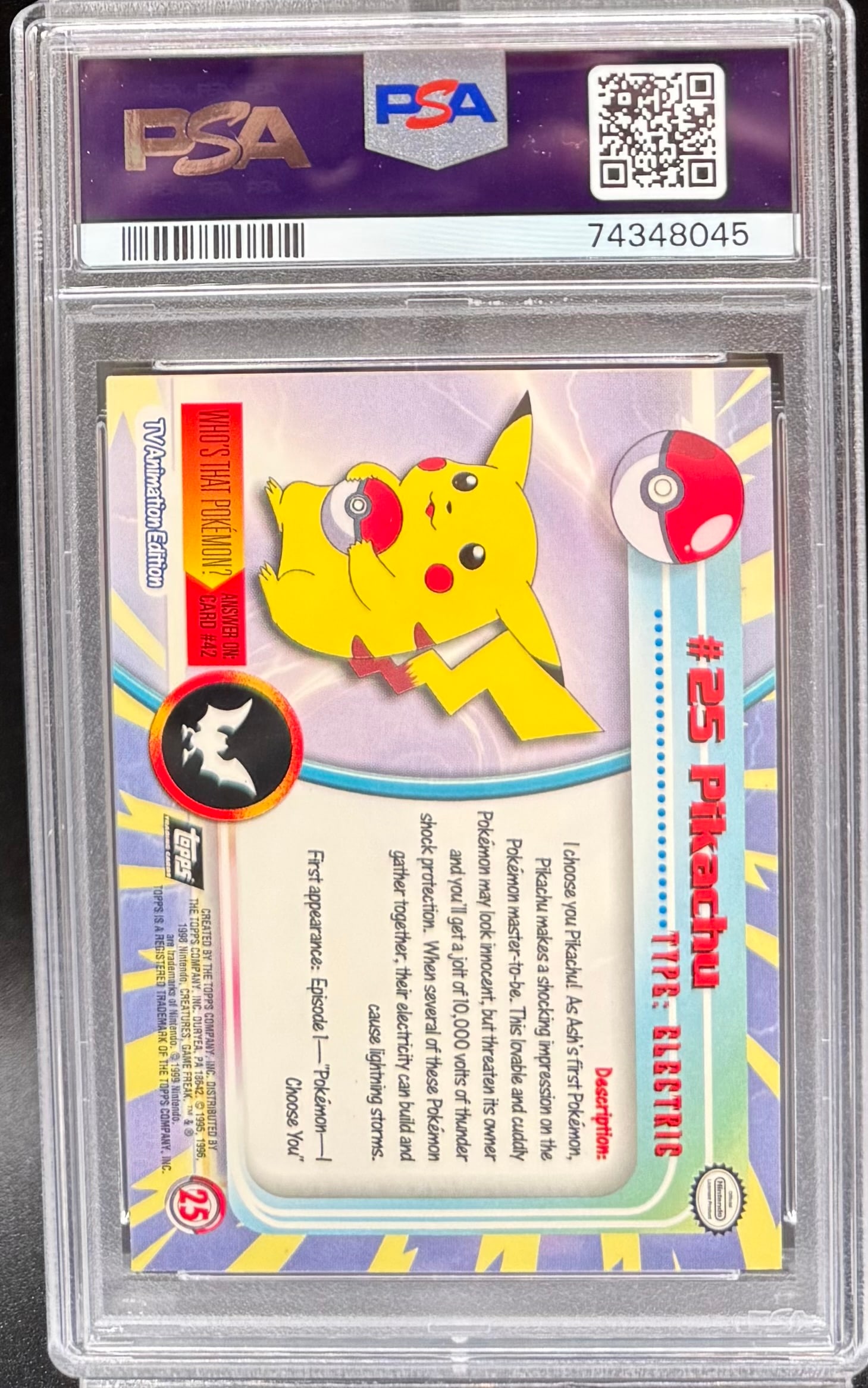 1999 Pokemon TV Pikachu Card - 2