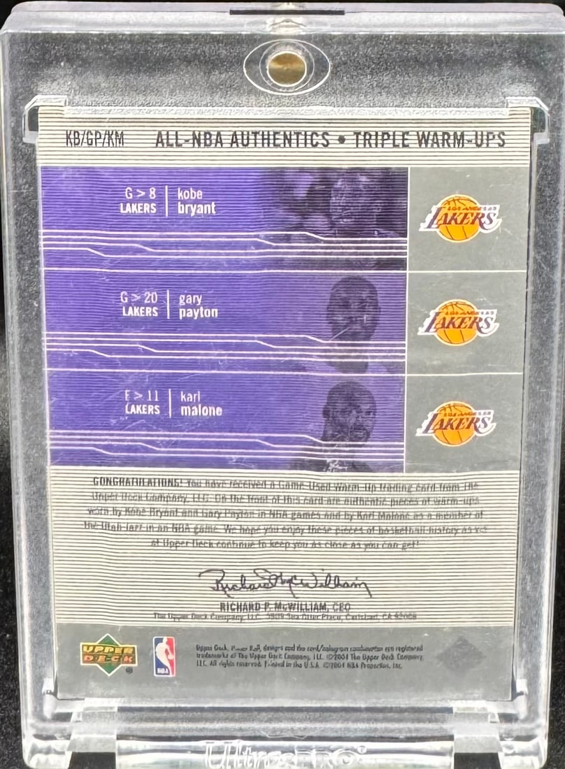 Kobe Bryant Karl Malone & Gary Payton Game Used Patch Card - 2