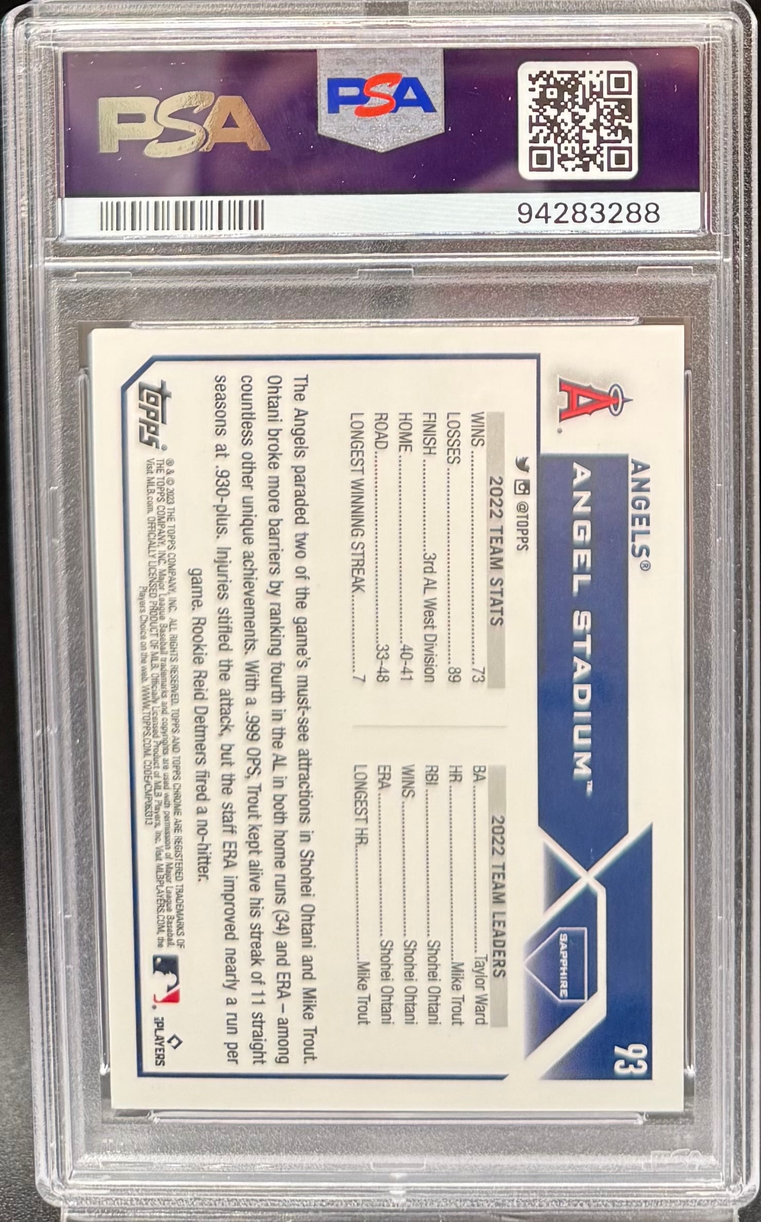 Shohei Ohtani Los Angeles Orange Sapphire /25 - 2