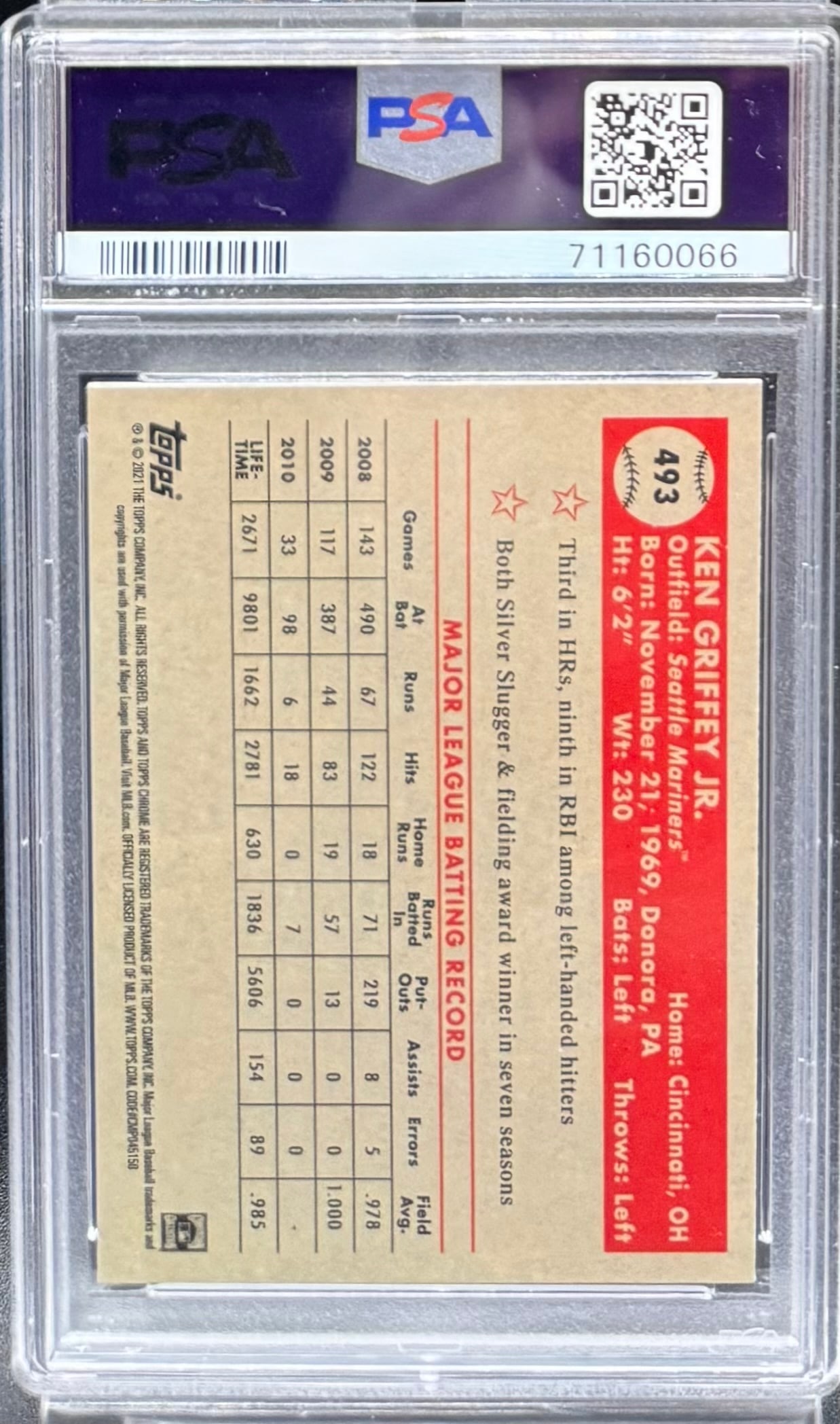 2021 Topps Chrome Ken Griffey Jr Card - 2