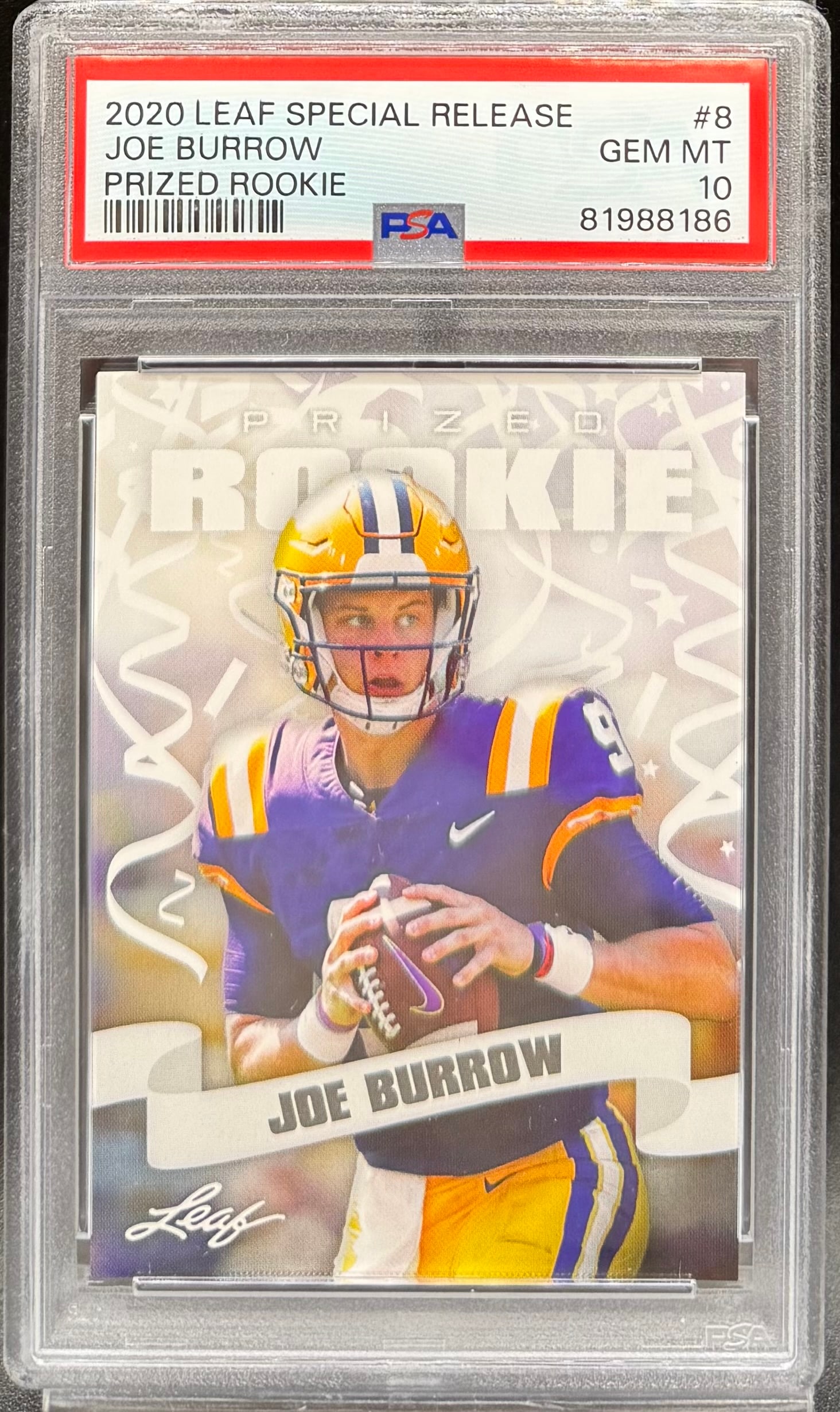 Joe Burrow Prized Rookie: 2020 Special Release Joe Burrow prized Rookie PSA Mint 10 