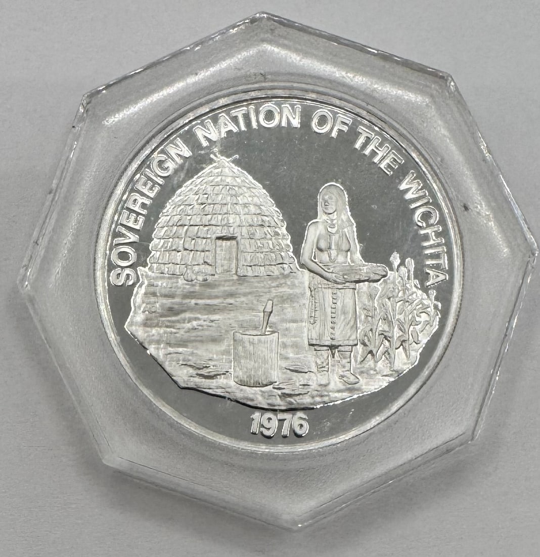 1976 Nation Of Wichita Silver Coin: 1976 Nation Of Wichita .999 Fine Silver Coin 