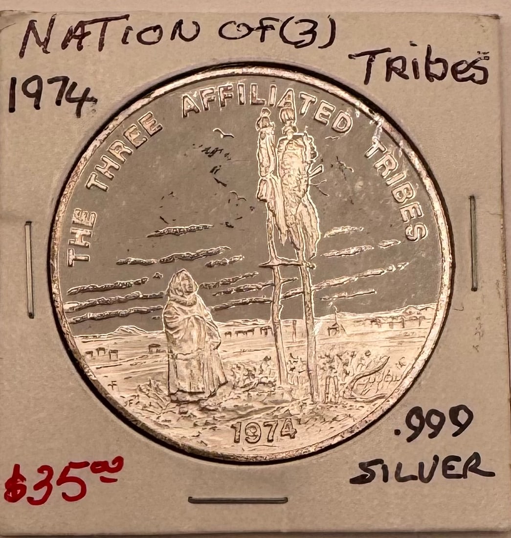 1974 Nation Of Tribes Silver Coin: 1974 Nation Of Tribes Fine .999 Silver Coin 