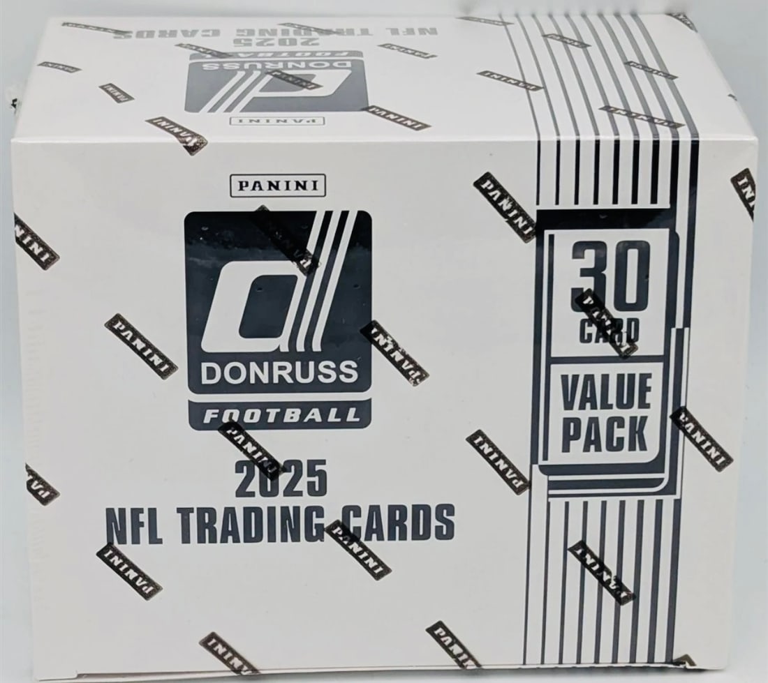 Factory Sealed Fat Value Pack Cello Box 2025 Panini Donruss Football Cards: Factory Sealed Fat Value Pack Cello Box 2025 Panini Donruss NFL Football Cards 