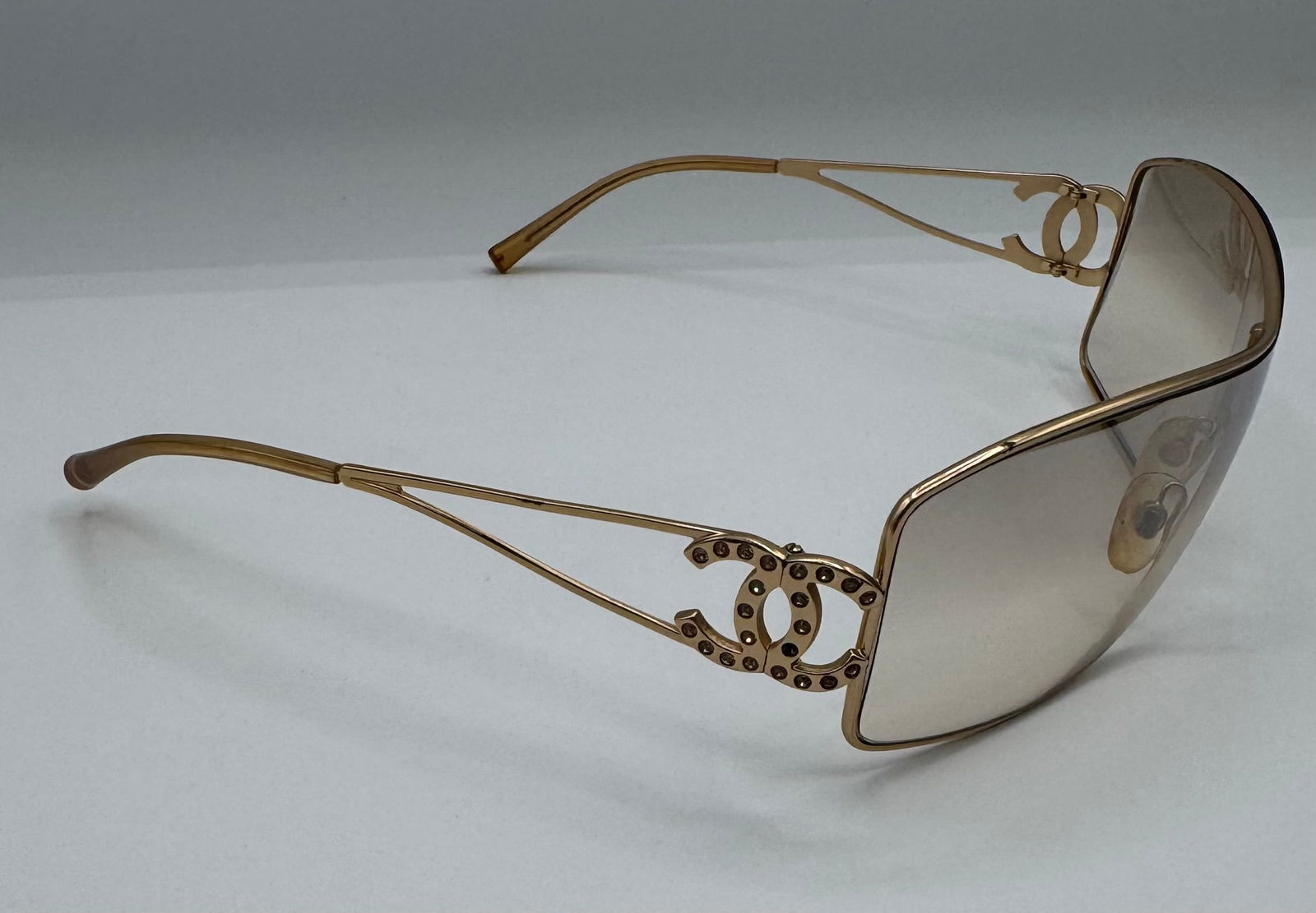 Chanel Crystal CC Sunglasses: Chanel Crystal CC Logo Sunglasses Gold Serial #L52394xx