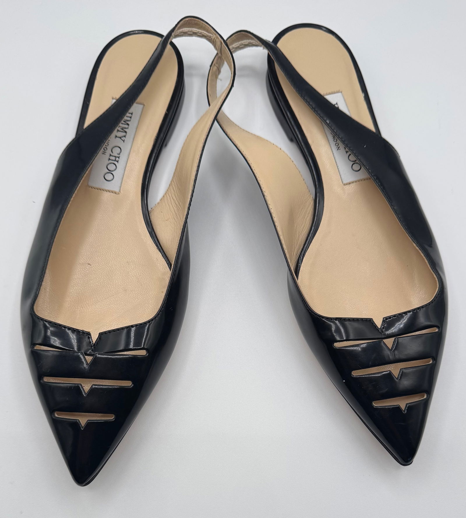 Jimmy Choo Black Leather: Jimmy Choo London Shoes Black Leather . Made In Italy . Size: 37 1/2 US size : 7