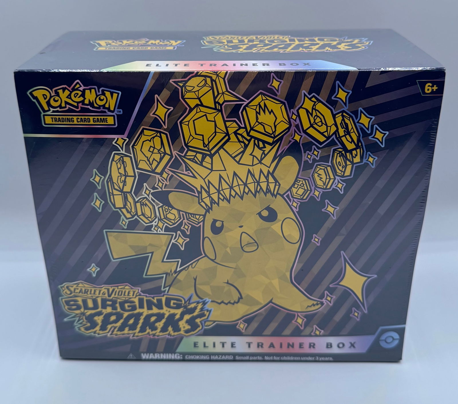 Pokémon TCG: Scarlet & Violet—Surging Sparks Elite Trainer Box, Factory Sealed: Series: Scarlet & Violet Expansion: Surging Sparks Item Type: Elite Trainer Box (ETB) Condition: New / Factory Sealed Features: Includes 9 Scarlet & Violet—Surging Sparks booster packs, 1 full-a
