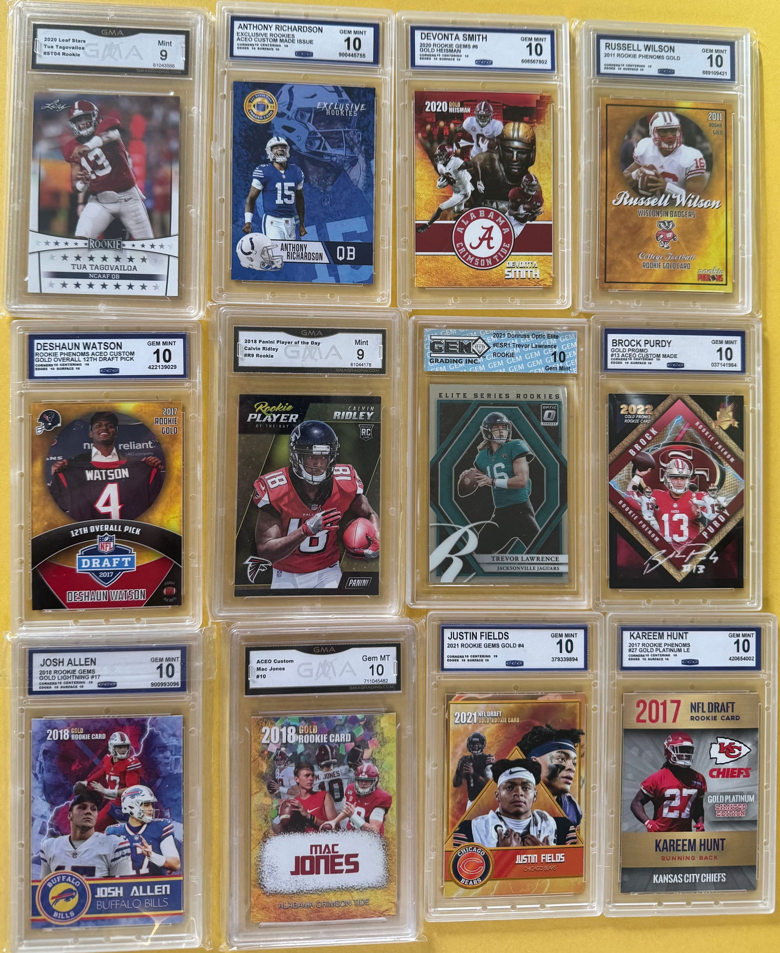 Lot of 12 Graded NFL Rookie Cards: Purdy, Allen, Richardson, Lawrence - GMA/ECG Gem Mint 10 (1 of 2)