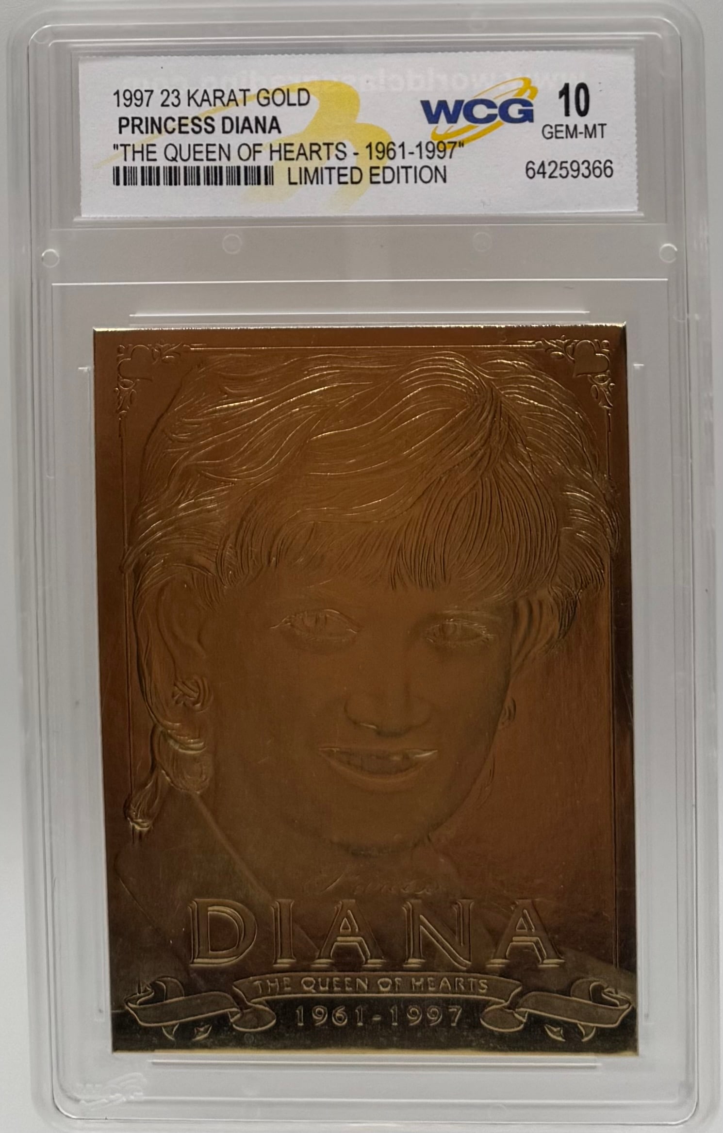 1997 Princess Diana "Queen of Hearts" 23K Gold Card (1 of 2)