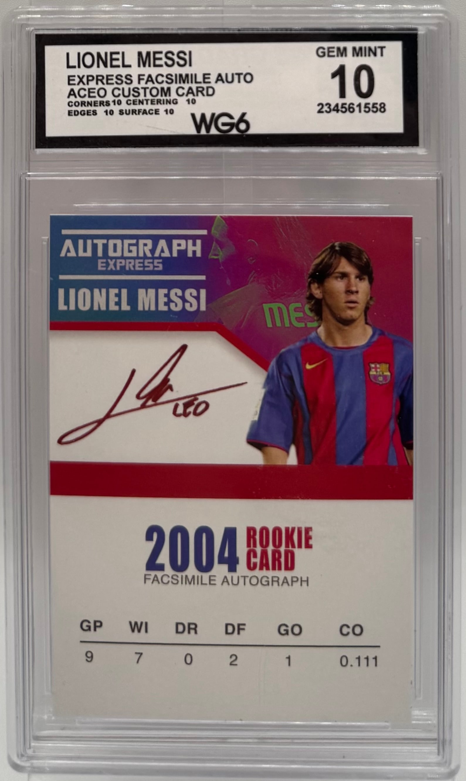 Lionel Messi "2004 Rookie" Custom ACEO Card (1 of 2)