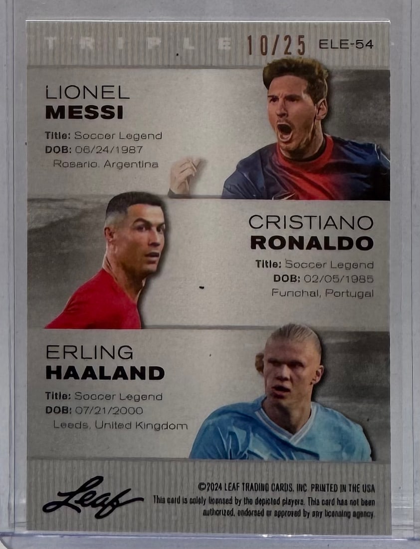 Exclusive Legends Edition" Triple Threat: Messi, Ronaldo, Haaland /25 - 2