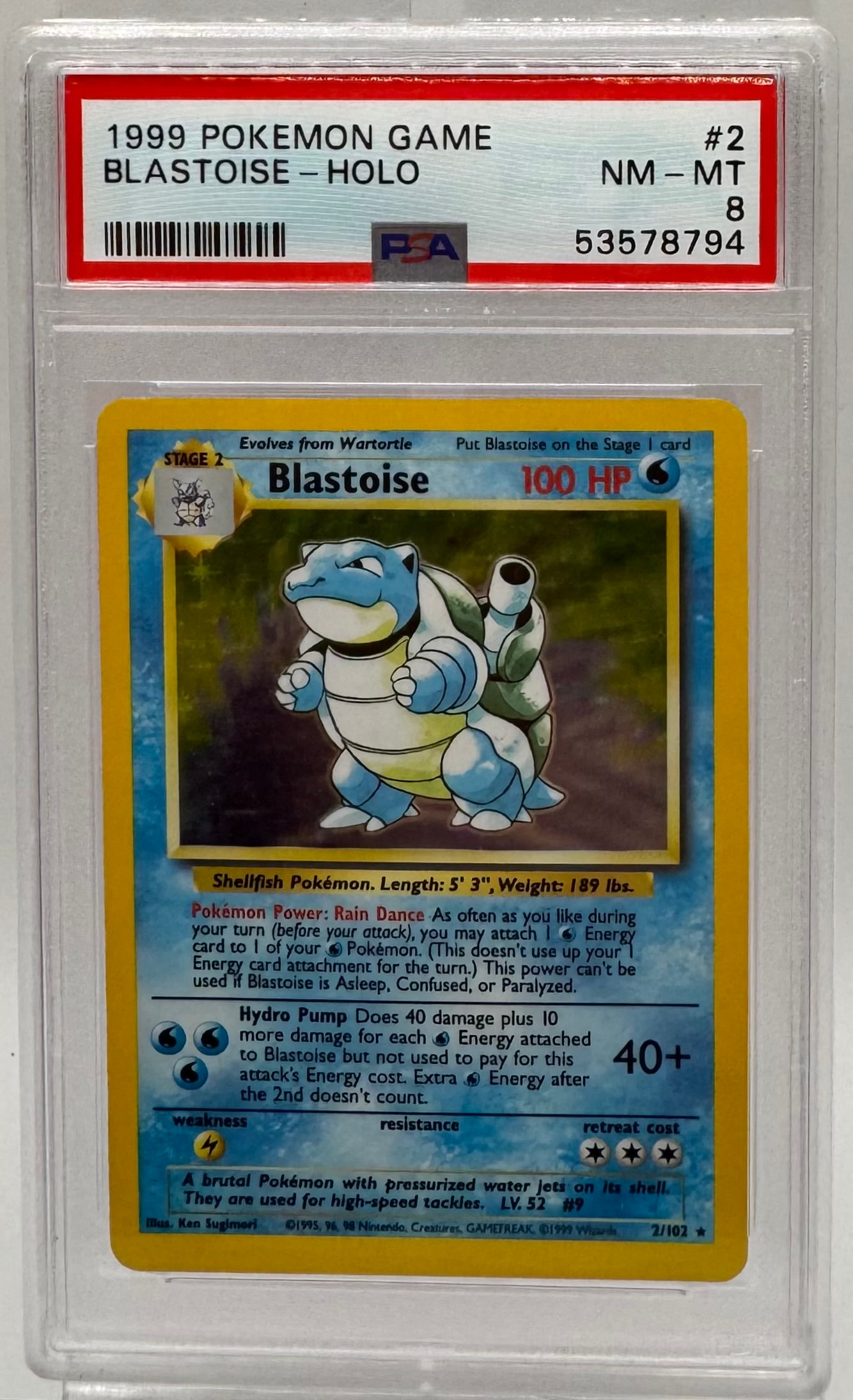 1999 Pokemon Base Set Blastoise Holo #2 PSA 8 NM-MT (1 of 2)