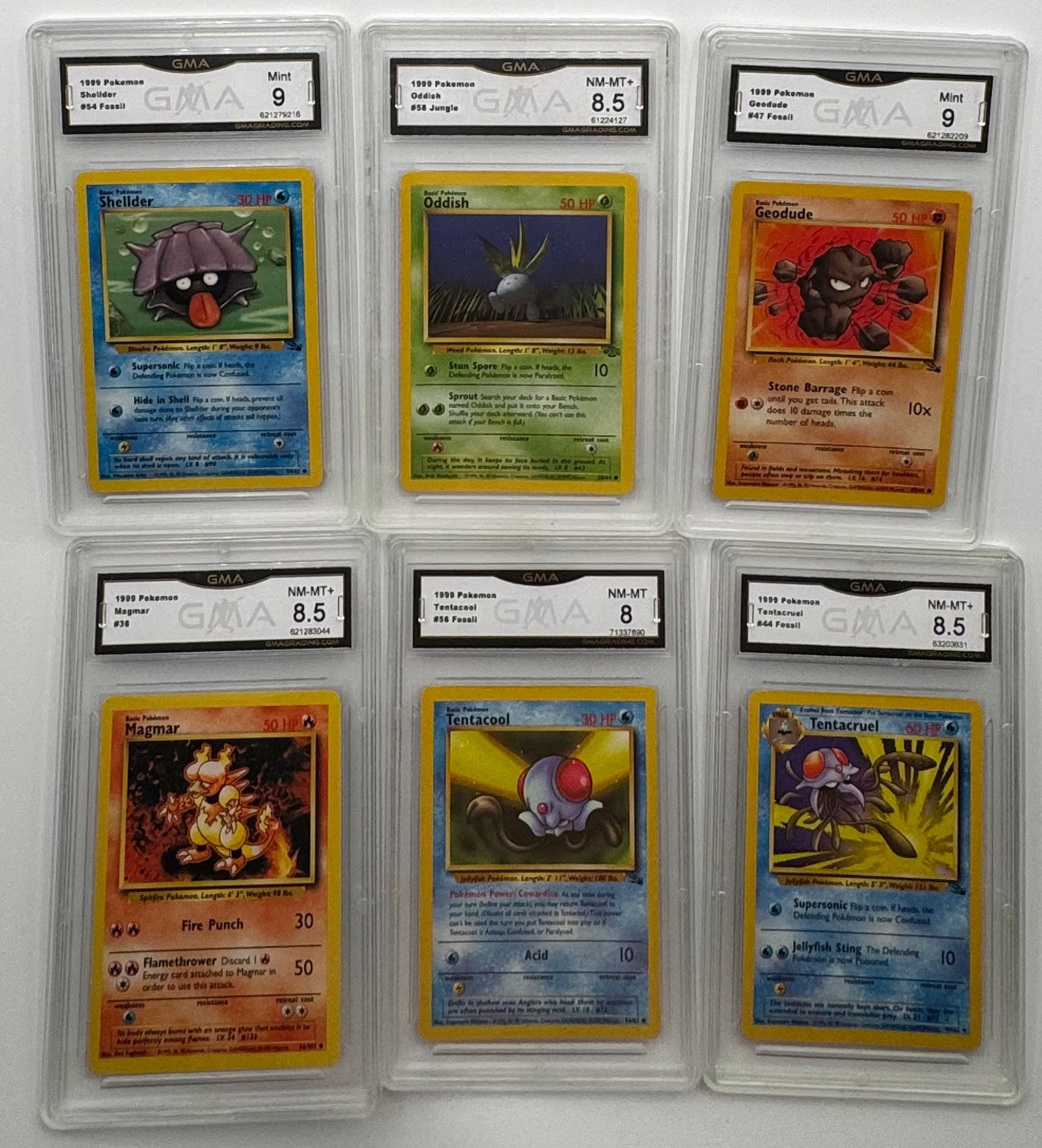 6-Card Vintage Pokémon Lot - Fossil & Jungle Sets - GMA Graded 8-9 (1 of 1)