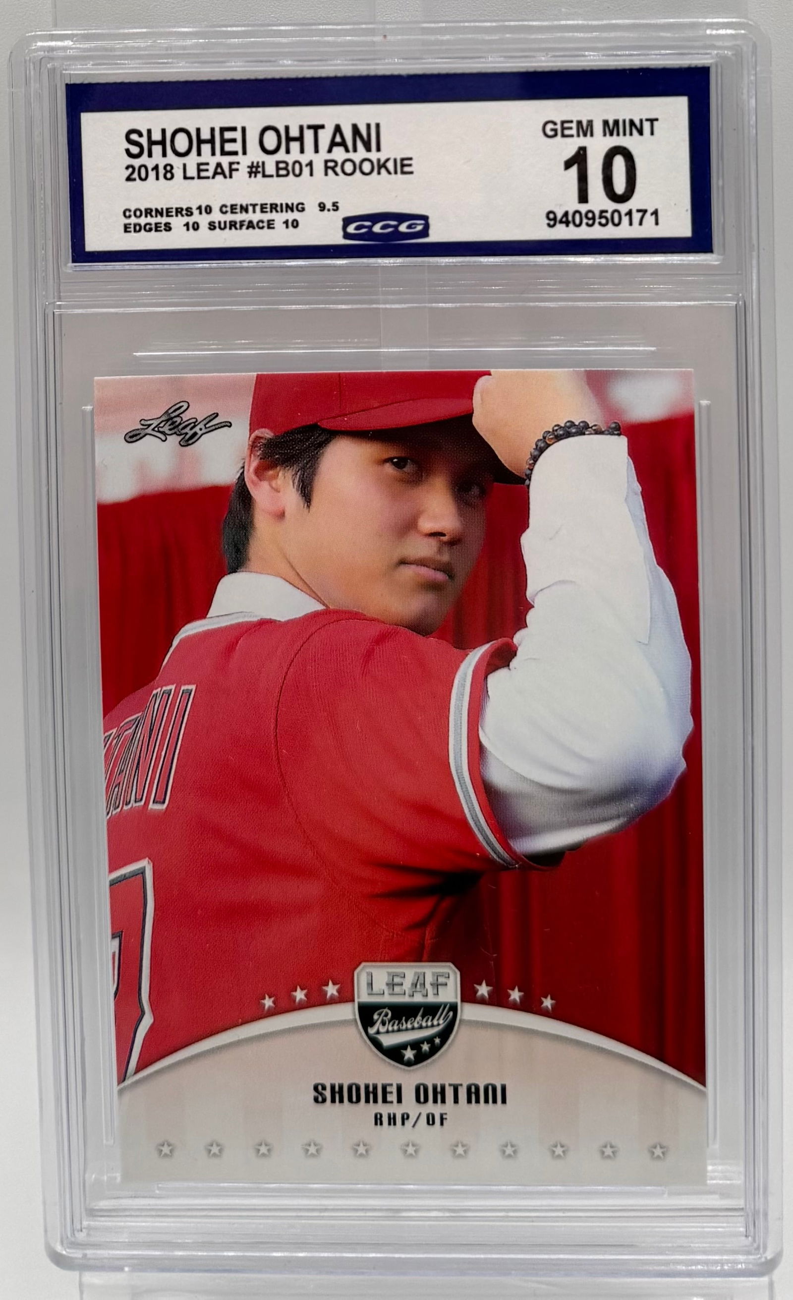 2018 Leaf Shohei Ohtani Rookie #LB01 - CCG 10 GEM MINT (1 of 2)