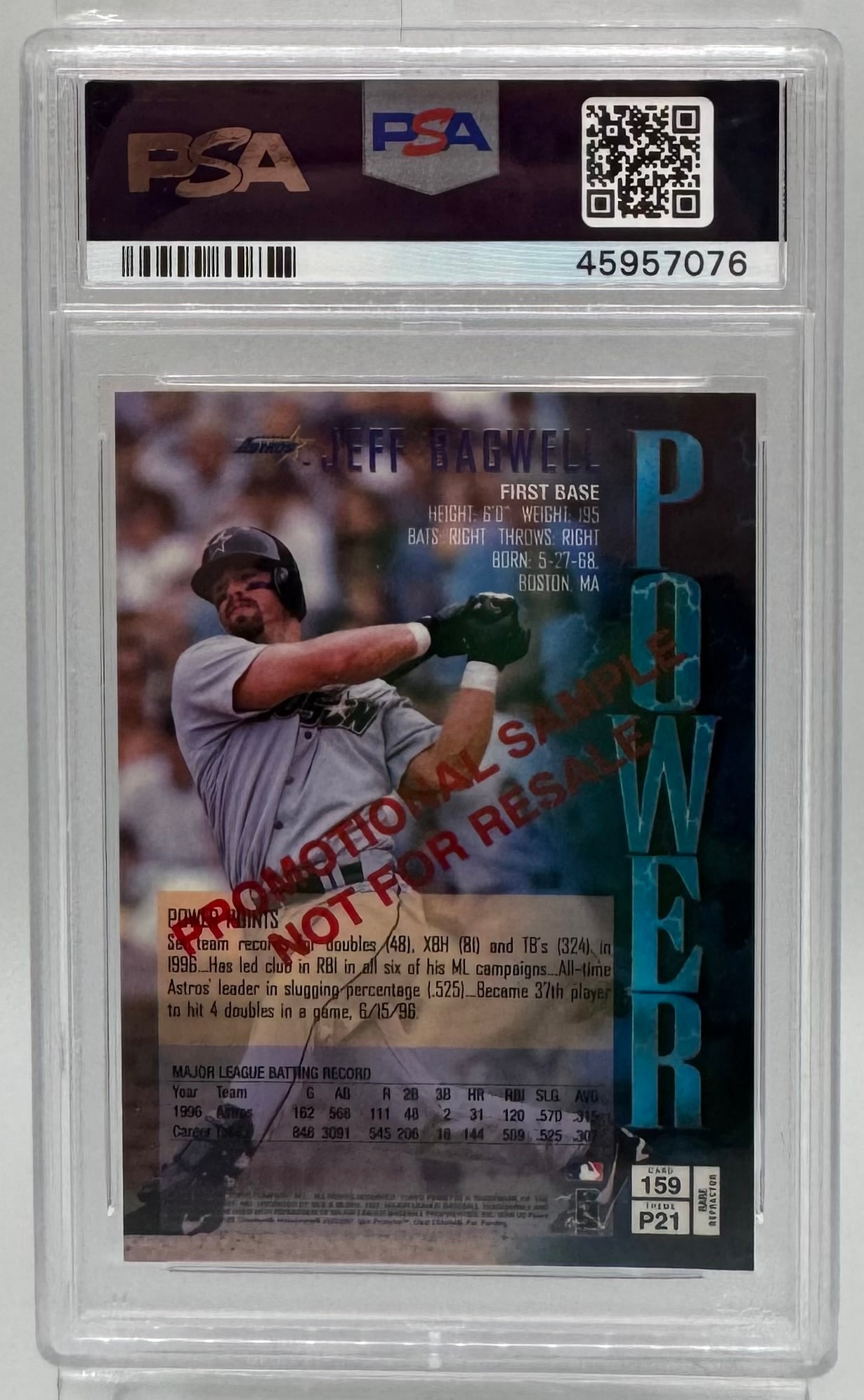 1997 Topps Finest Jeff Bagwell Promo (With Coating) - PSA 9 - 2