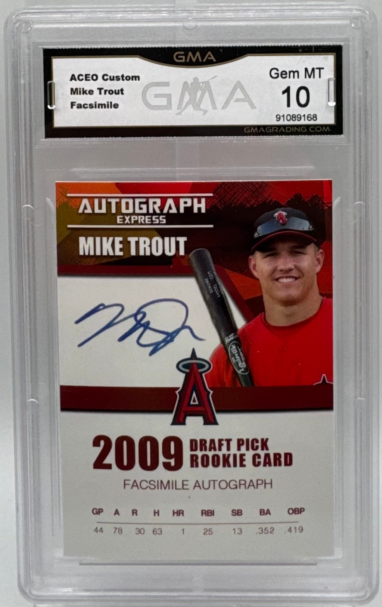 Mike Trout ACEO Custom 2009 Draft Pick Rookie Card - GMA 10 (1 of 2)